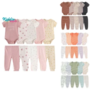 10 Pcs/Lot Fashion Unisex Baby Clothing Set Bodysuits+Pants Infant Outfit Gift